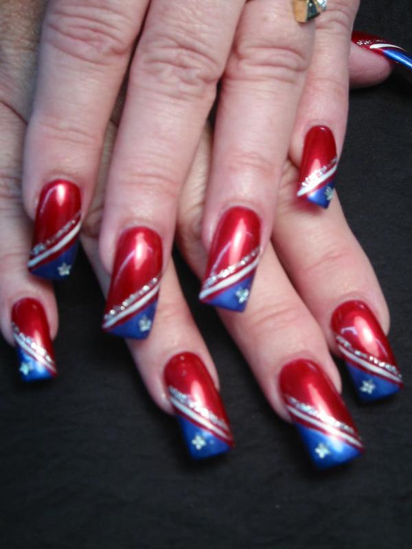 Red White and Blue Nail Art Designs