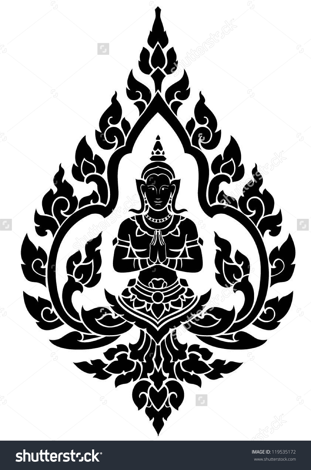 Thai Buddha Silhouette Clip Art