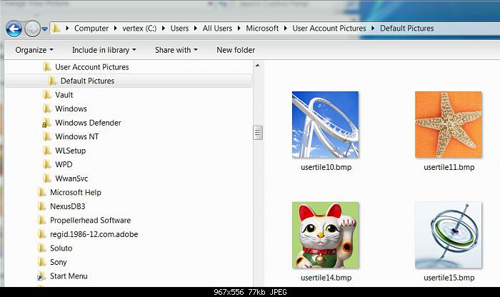 User Icon Location Windows 7