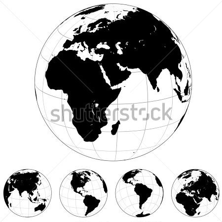 World Globe Black and White