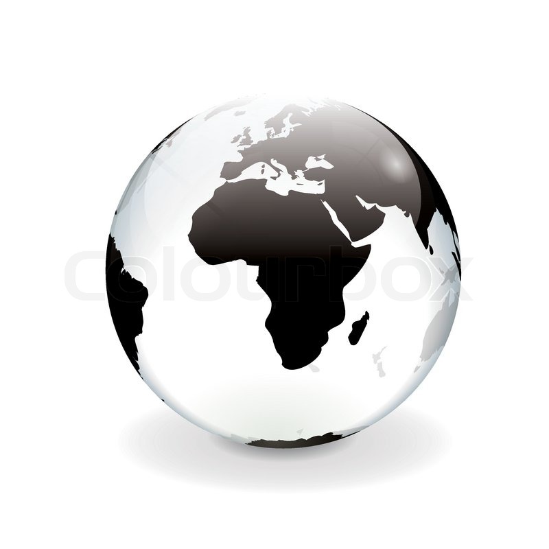 World Globe Vector Black and White