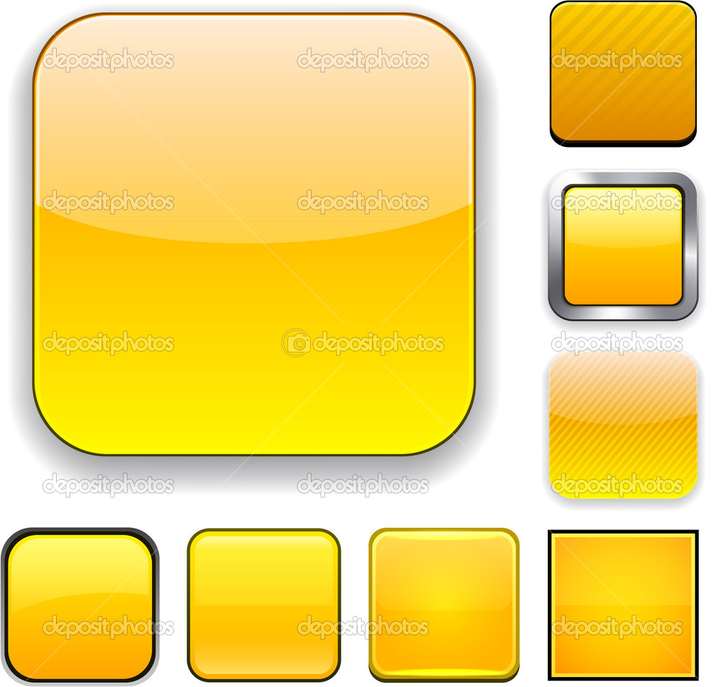 Yellow Square Button Icon