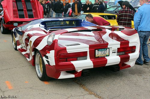 American Flag Painted Cars