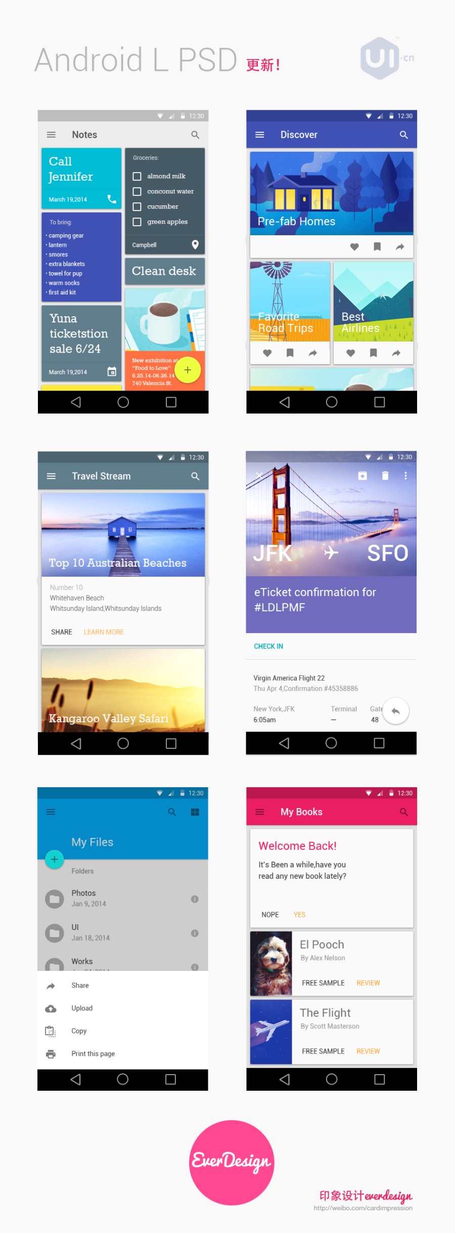 Android UI Template PSD