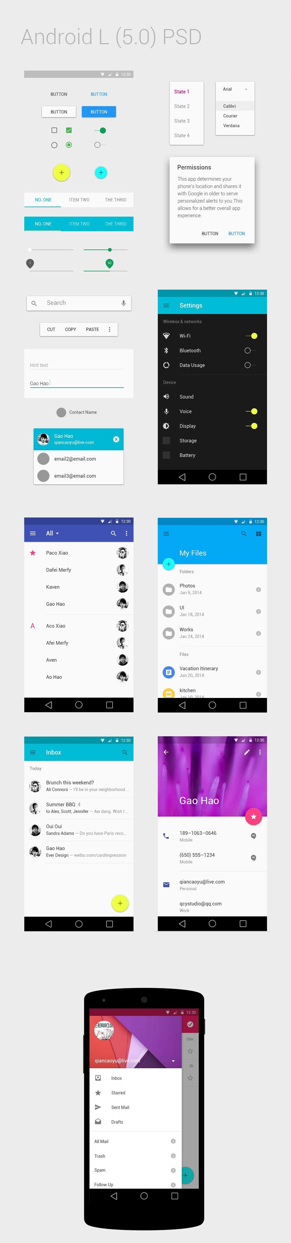 Android UI Template PSD