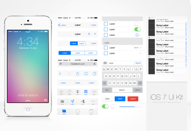 App for iOS 7 iPad UI Designs