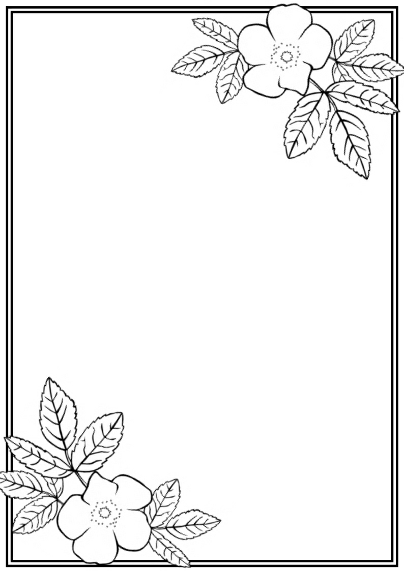 Black and White Flower Border Templates