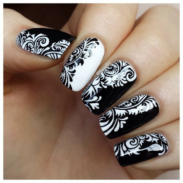 Black and White Nails Pinterest