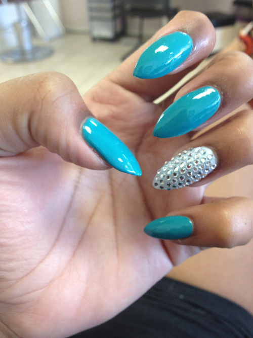 Blue Stiletto Nail Designs