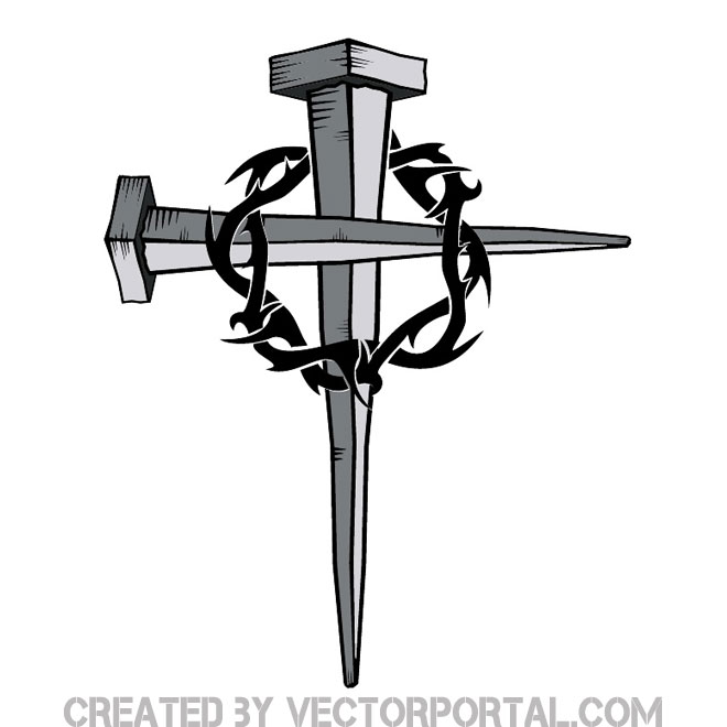 Cross With Crown of Thorns Vector