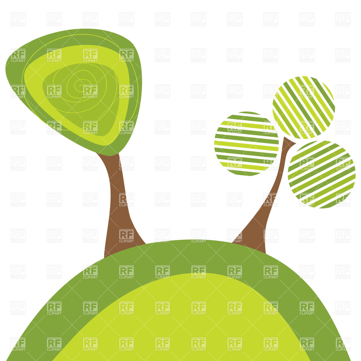 Green Hills Tree Clip Art