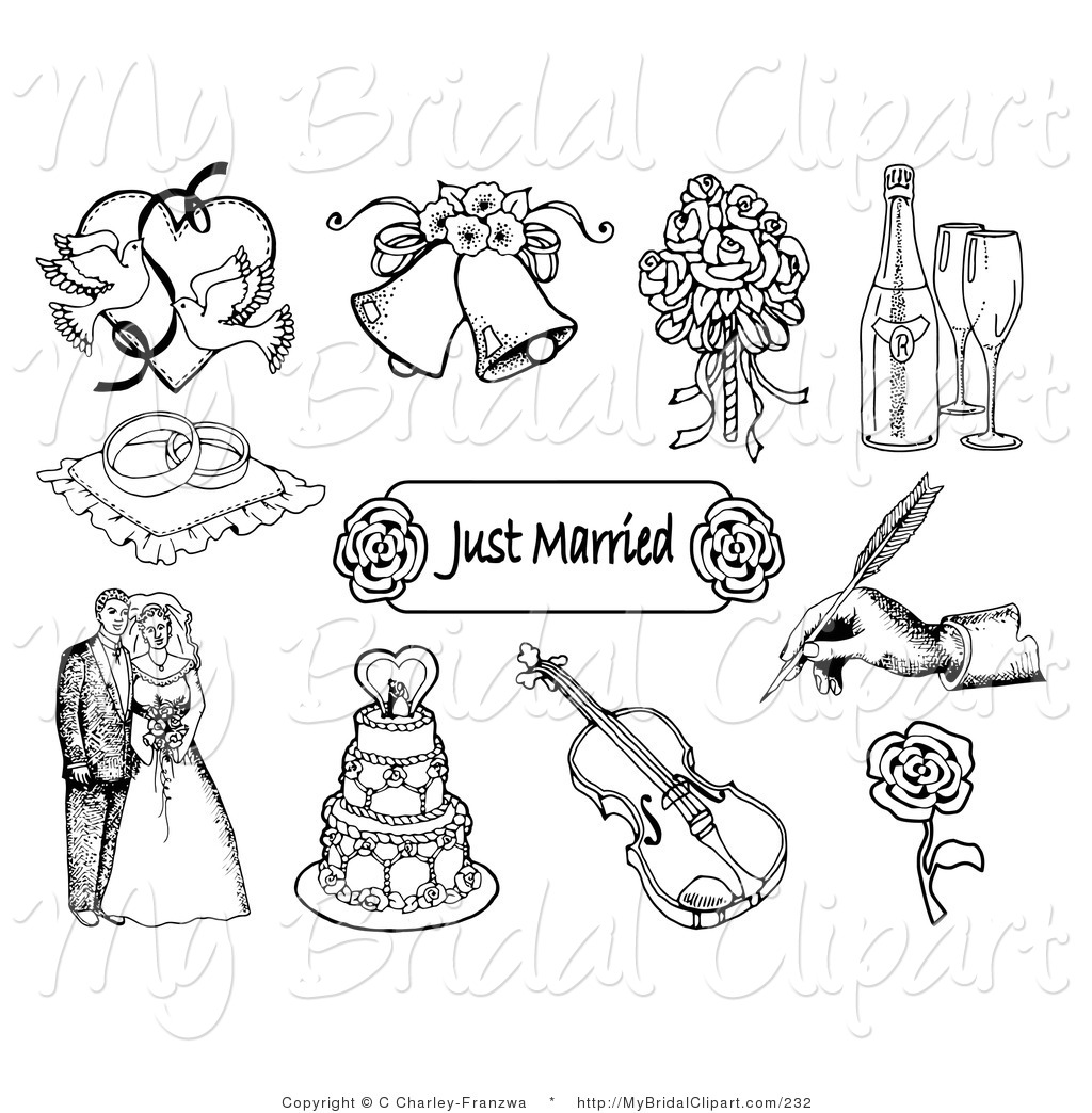 Just Married Clip Art Black and White