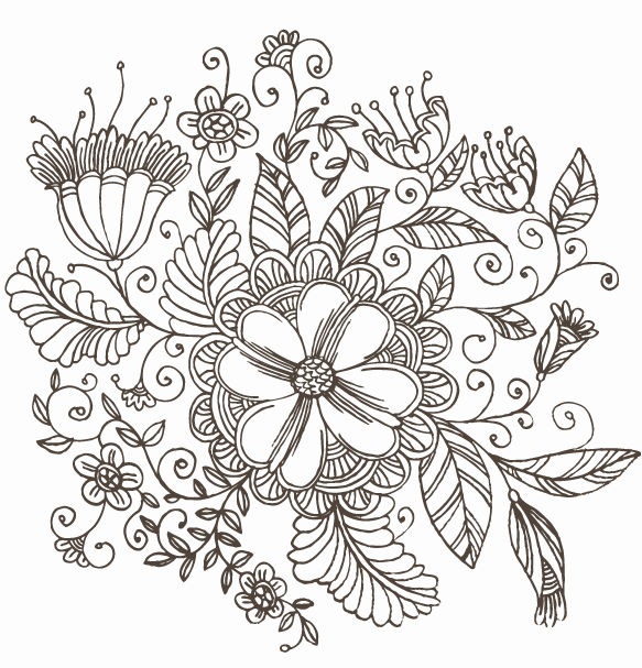 Line Drawing Swirl Flower Pattern Line Drawing Swirl Flower Pattern