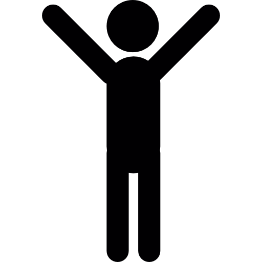 Man Silhouette Standing with Arms Up