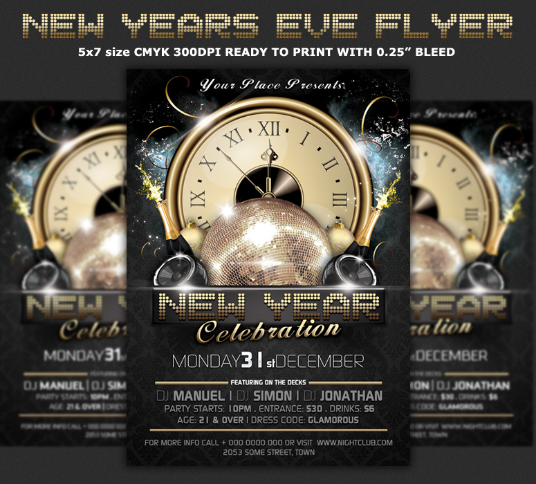 New Year's Eve Party Flyer Template Free