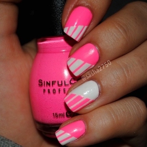 Pink and White Nail Design