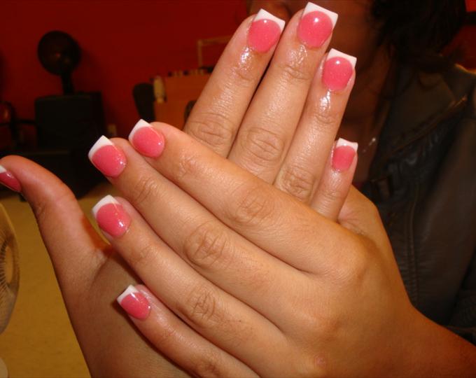 Pink and White Nails