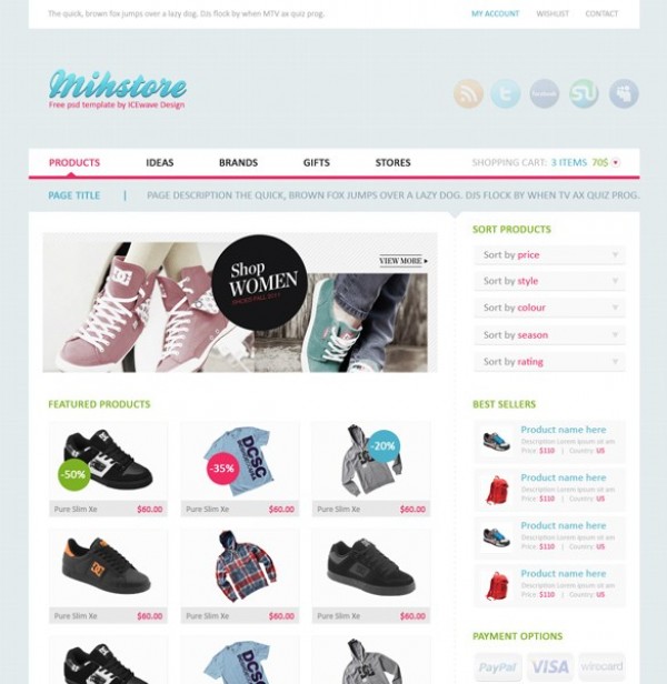 PSD Website Template Shopping