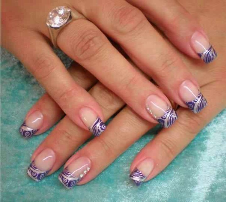 Purple and Silver Nail Art