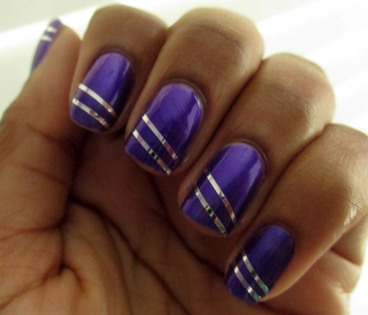 Purple and Silver Nail Design