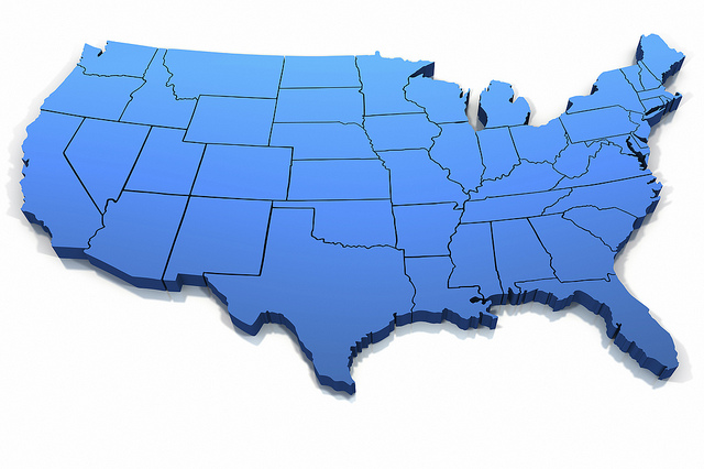 United States Map Outline Blue