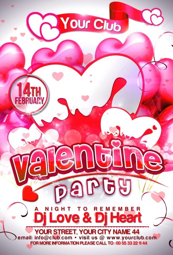 Valentine's Day Party Flyer Template Valentine's Day Party Flyer Template