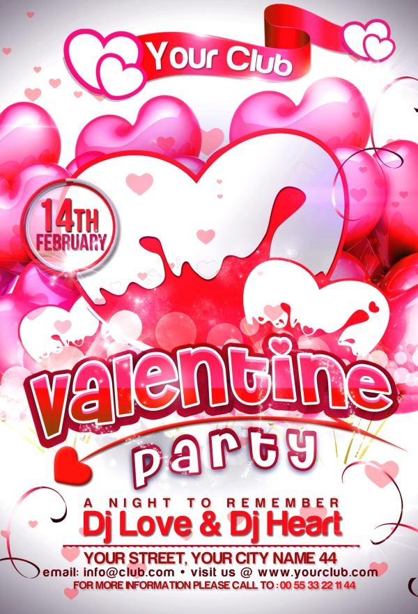 Valentine's Day Party Flyer Template