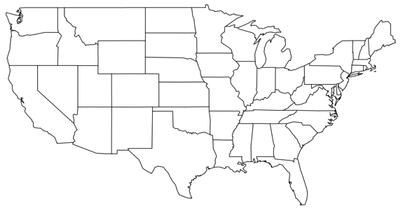 White Simple Us Map with States