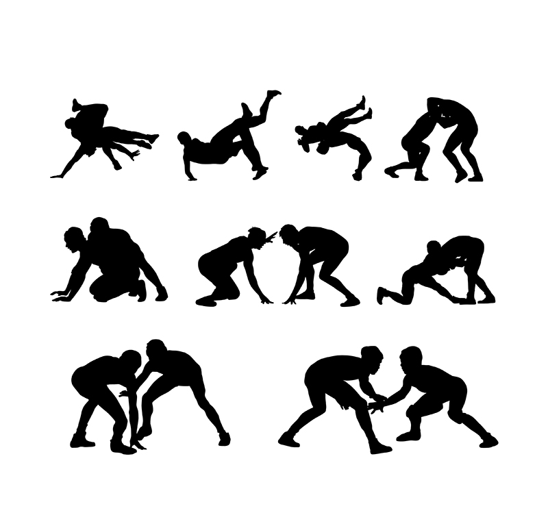 Wrestling Player Silhouettes Wrestling Player Silhouettes