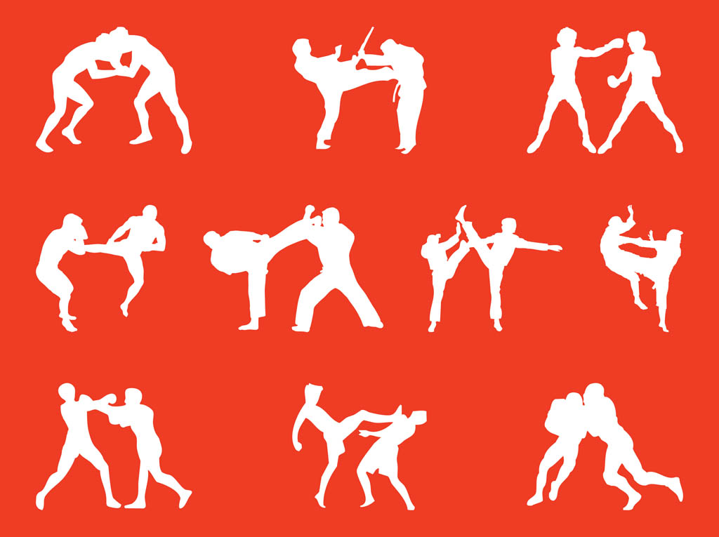 Wrestling Silhouette Vector Art