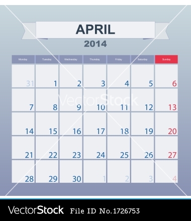 2014 Monthly Calendar Clip Art