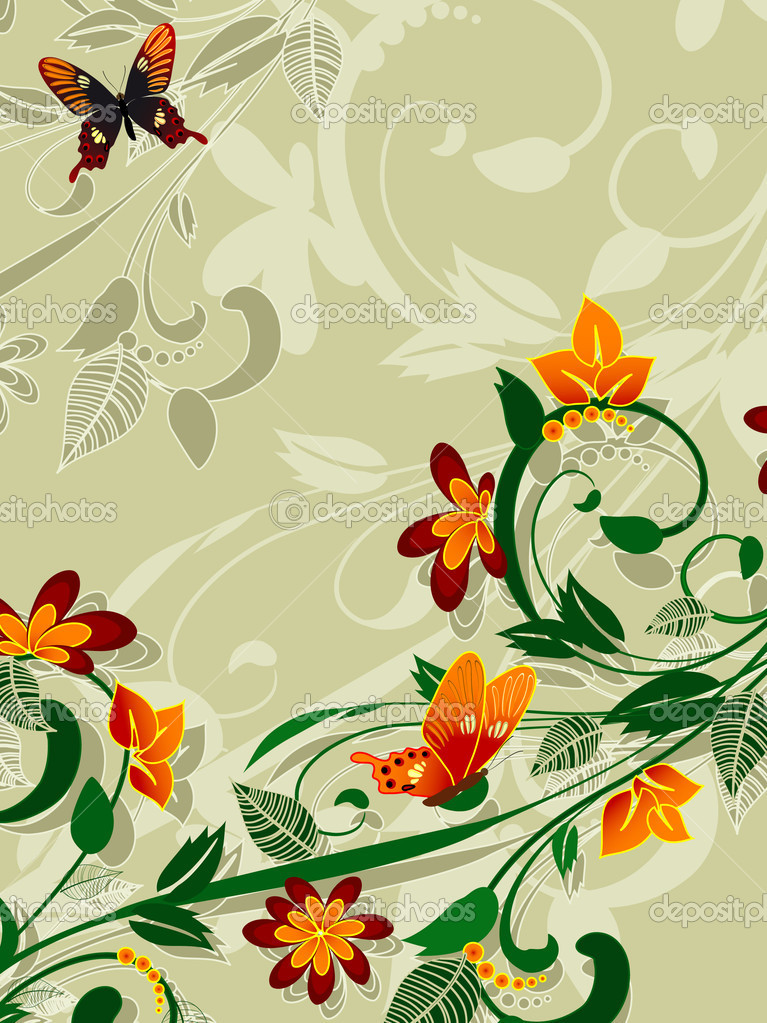 Abstract Butterfly Vector Floral Design