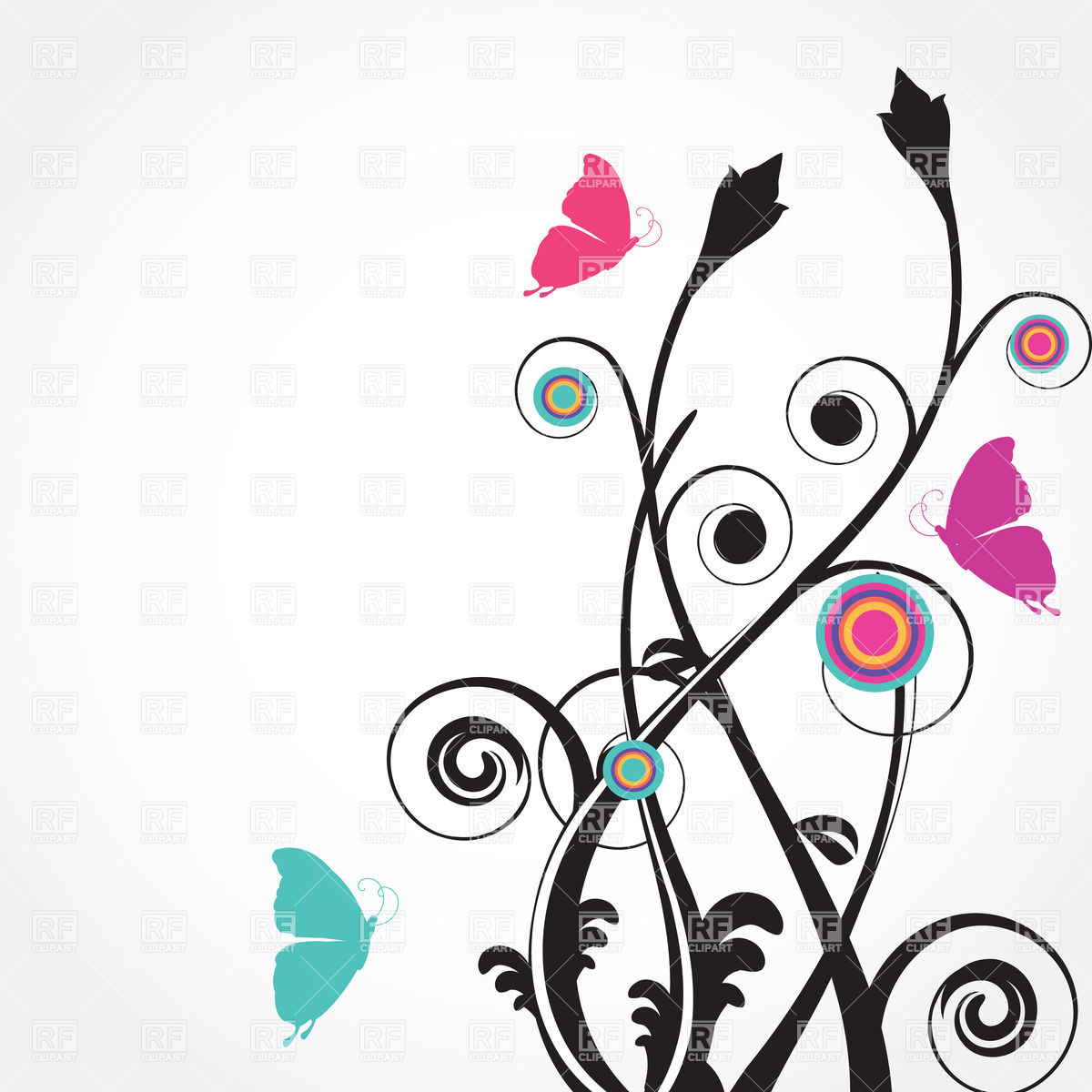 Abstract Floral Butterfly Clip Art Free