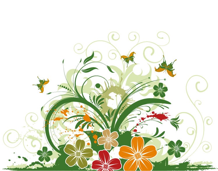 Abstract Floral Butterfly Vector Graphic