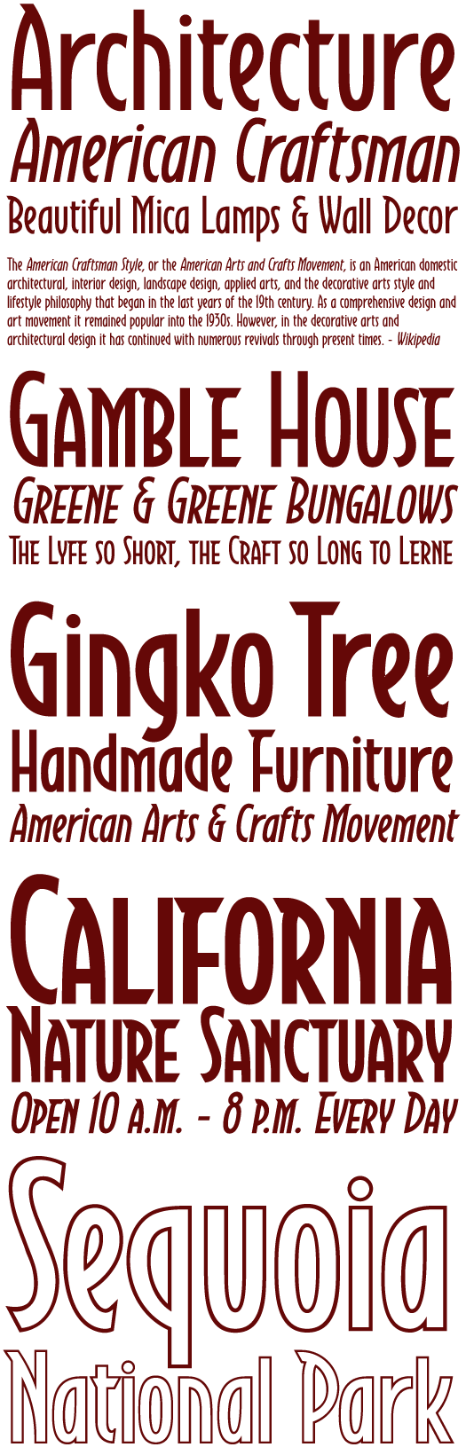 Arts and Craftsman Style Fonts Arts and Craftsman Style Fonts