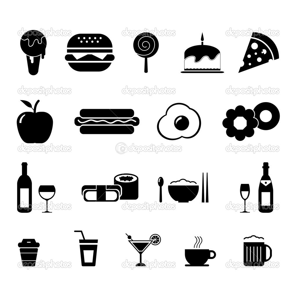 Black and White Food Icons