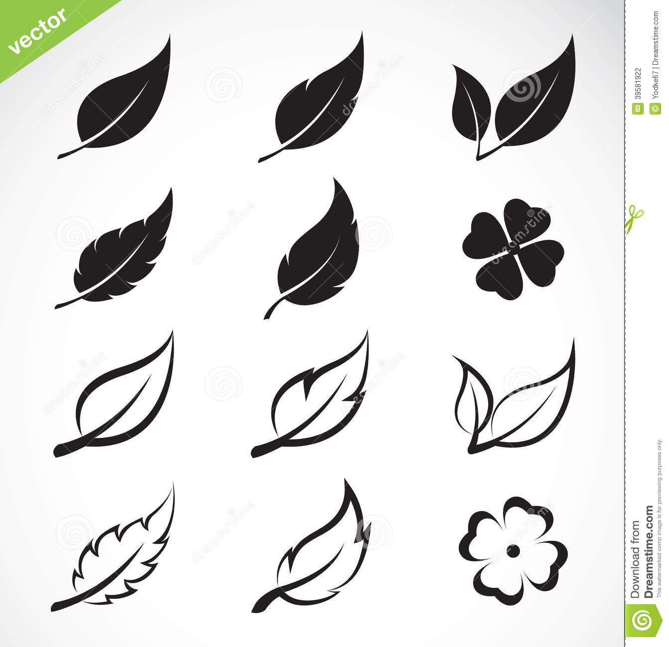 Black and White Leaf Icon Vector