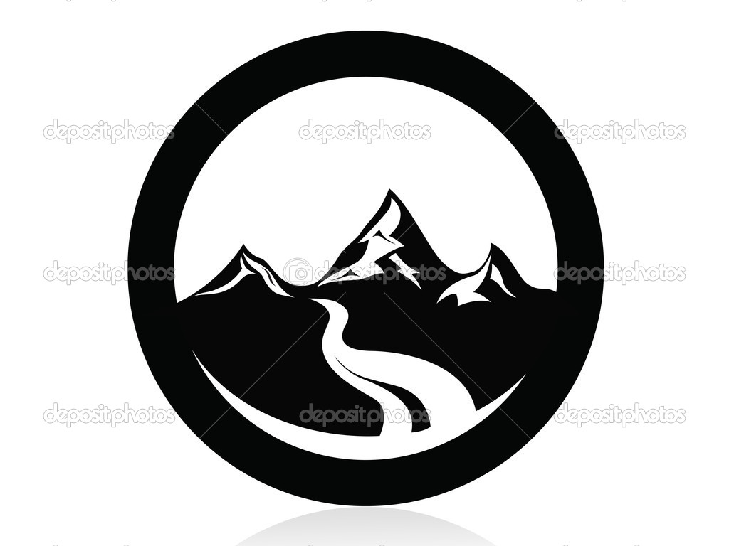 Black Circle Logo with Mountain