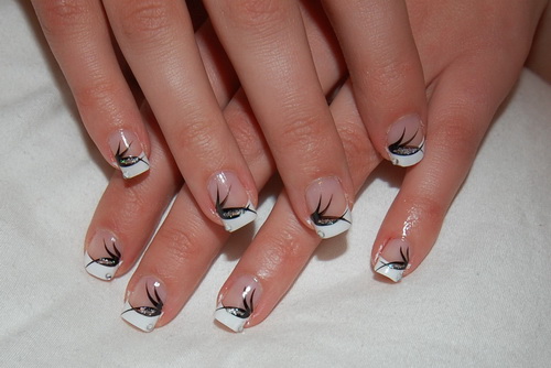 Black Nail Tips with Designs