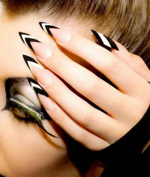 Black Stiletto Acrylic Nail Designs