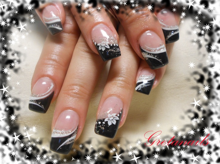 Black White Tips Nail Art Designs