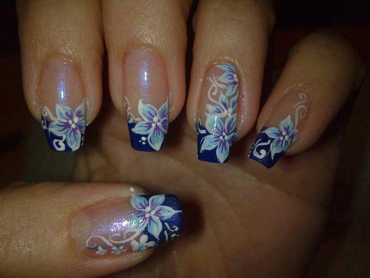 Blue Flower Nail Art