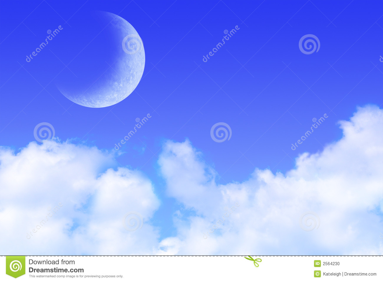 Blue Skies with Clouds and Moon