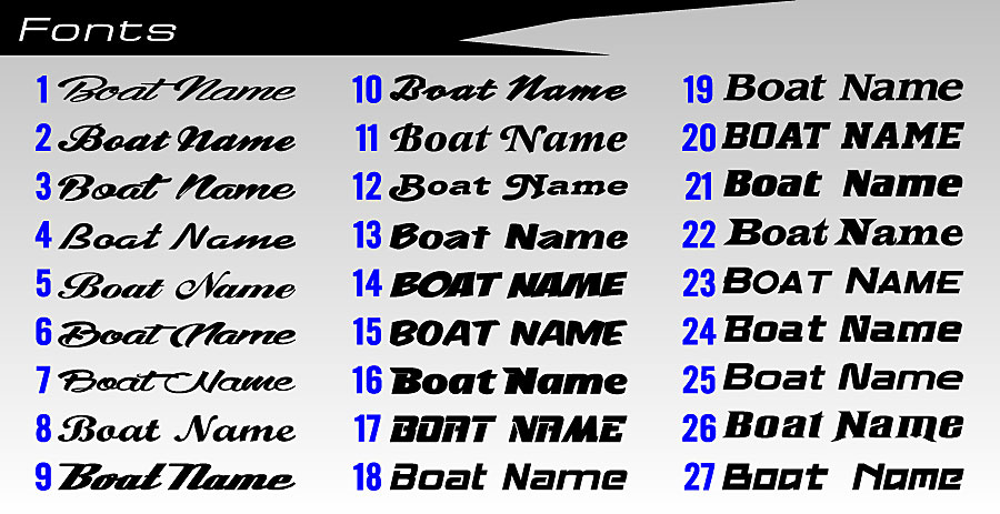 Boat Name Fonts