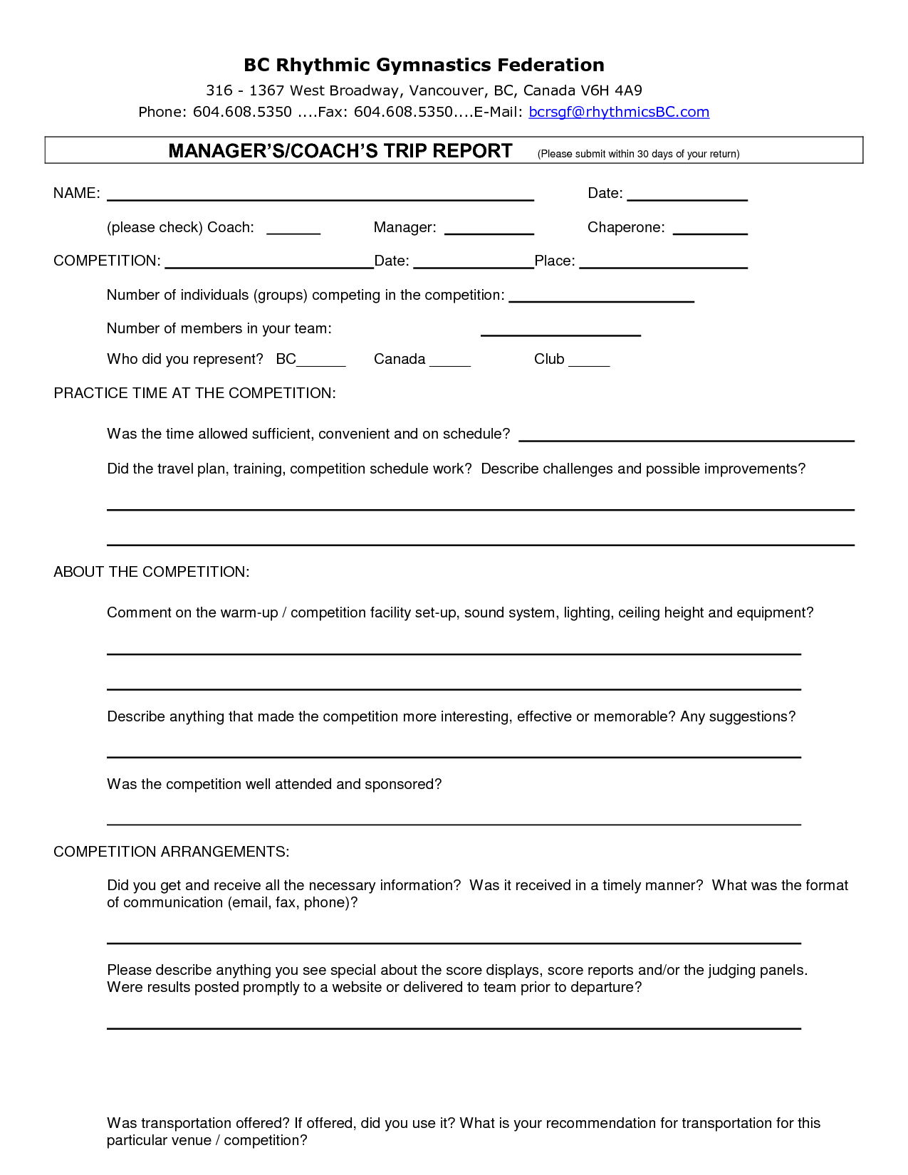 Business Trip Report Template Business Trip Report Template