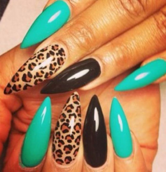 Cheetah Stiletto Nail Designs