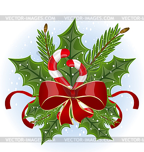 Christmas Holly and Bow Clip Art