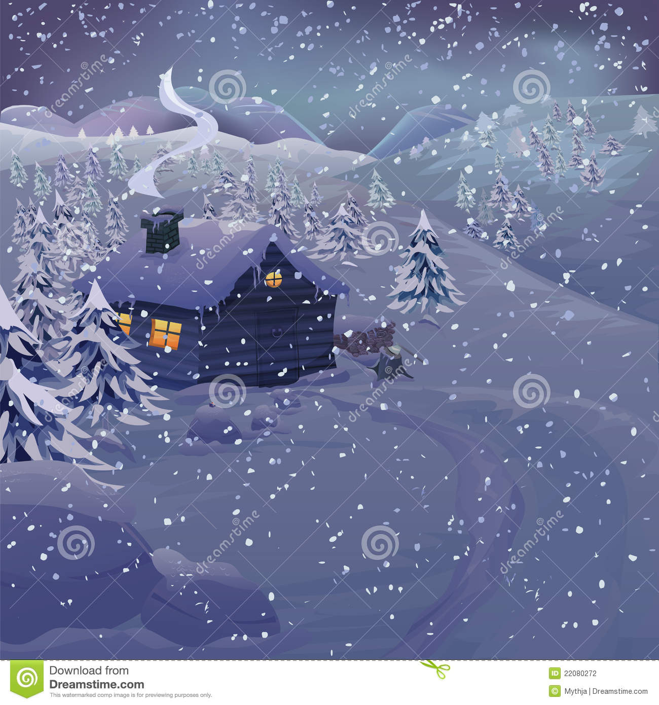 Christmas Winter Night Landscape