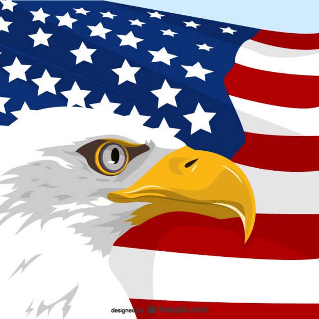 Eagle with American Flag Vector Free