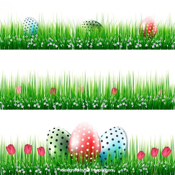 Easter Eggs in Grass Banner